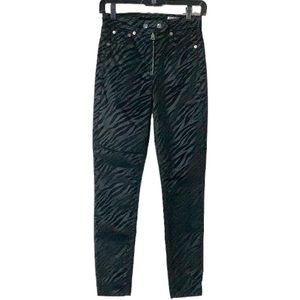 Rag & Bone Black Nina High Rise Skinny Ankle Animal Print Size 24